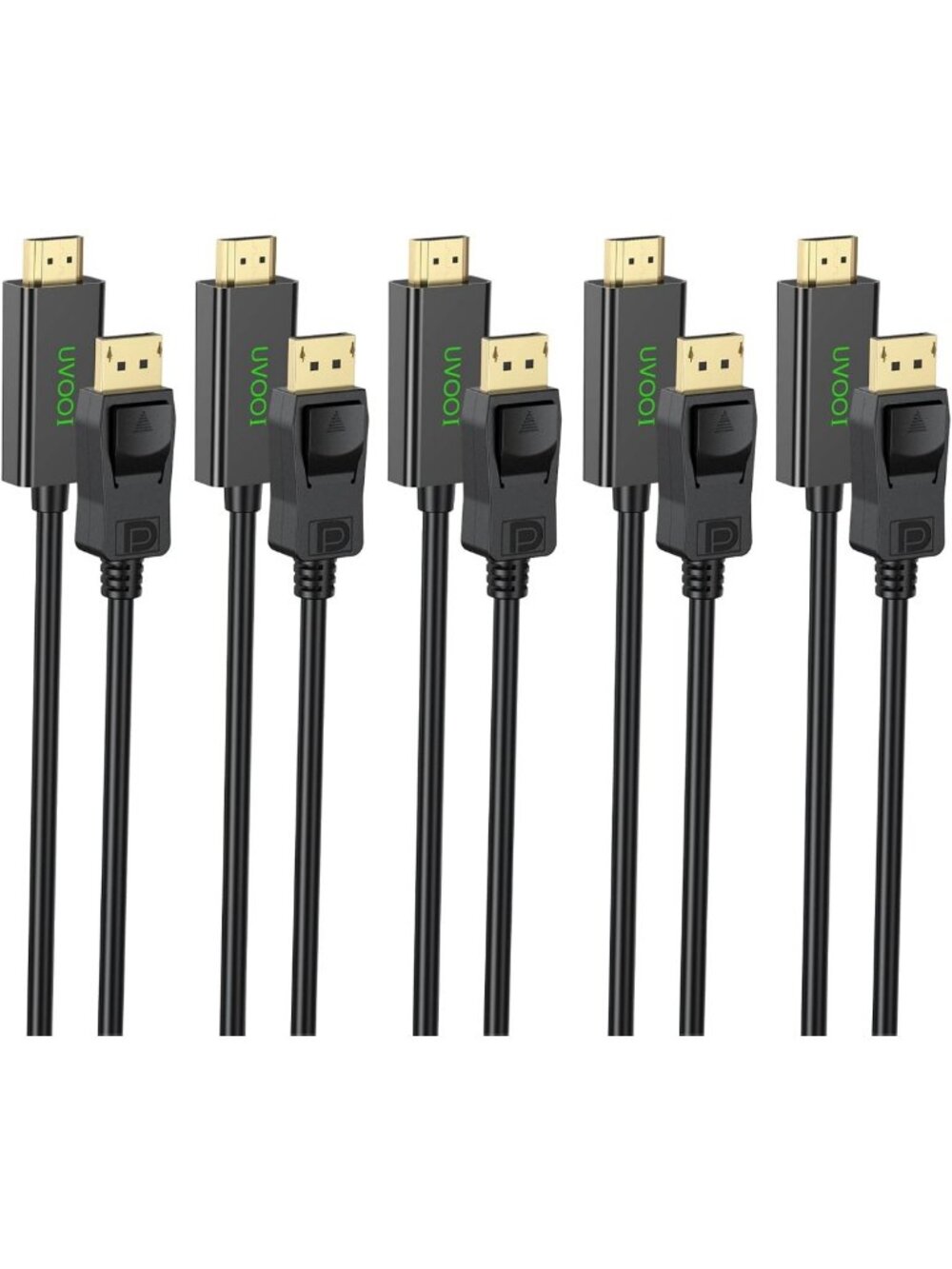 6ft DisplayPort to HDMI Cable 5-Pack, DP to HDMI Adapter for Laptop/Monitor/TV